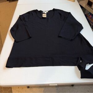 Coldwater Creek Top Womens Knit Slinky 3/4 Sleeve Minimalist 3XL Black  Nwt Soft